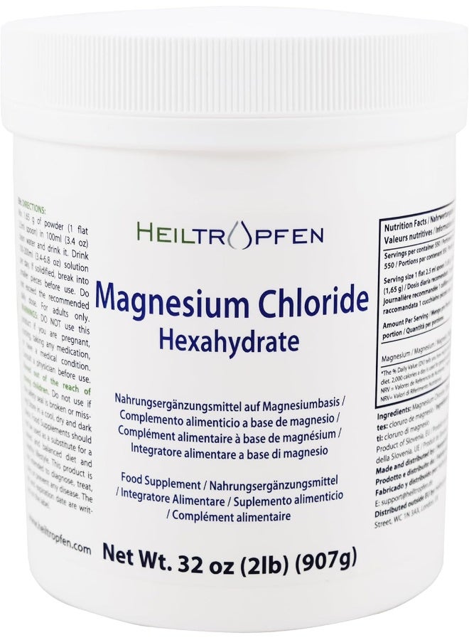 Heiltropfen 2 Pounds/ 907g Magnesium Chloride Powder, Hexahydrate, Pharmaceutical Grade, Crystal Powder, Pure Ph. Eur., BP, USP, 100% - Muscle Pain Relief - Image 1